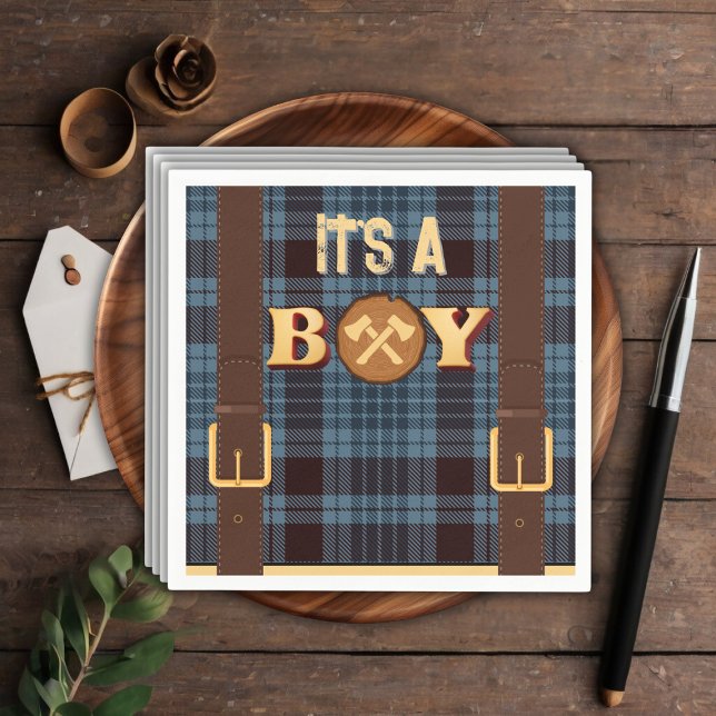Servilleta De Papel Es un niño Rustic Lumberjack Flannel Baby Shower I (Subido por el creador)
