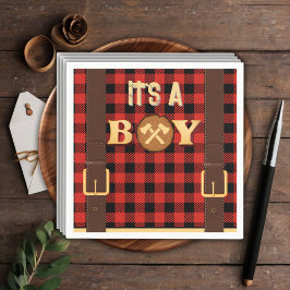 Servilleta De Papel Es un niño Rustic Lumberjack Flannel Baby Shower I