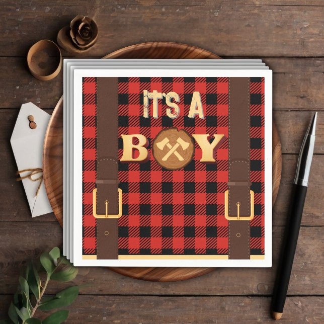 Servilleta De Papel Es un niño Rustic Lumberjack Flannel Baby Shower I (Subido por el creador)