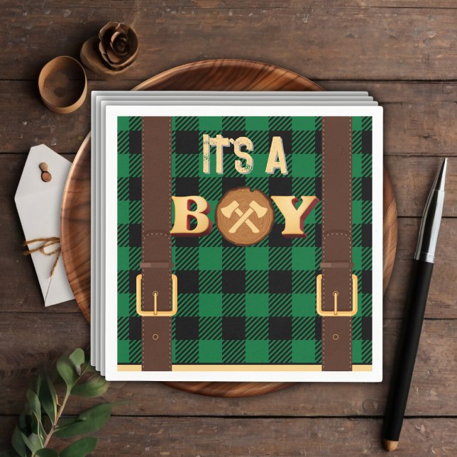Servilleta De Papel Es un niño Rustic Lumberjack Flannel Baby Shower I (Subido por el creador)