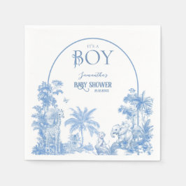 Servilleta De Papel Es un Safari Blue Toile de Boy Elegant Baby Shower