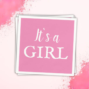 Servilleta De Papel Es una Chica guionista rosa niña bebé Baby Shower