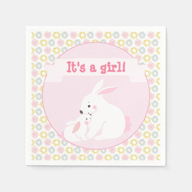 Servilleta De Papel Es una chica madre y bebé conejo Baby Shower (Anverso)