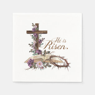 Servilleta De Papel Es una Cruz Floral de Risen con servilletas de la 