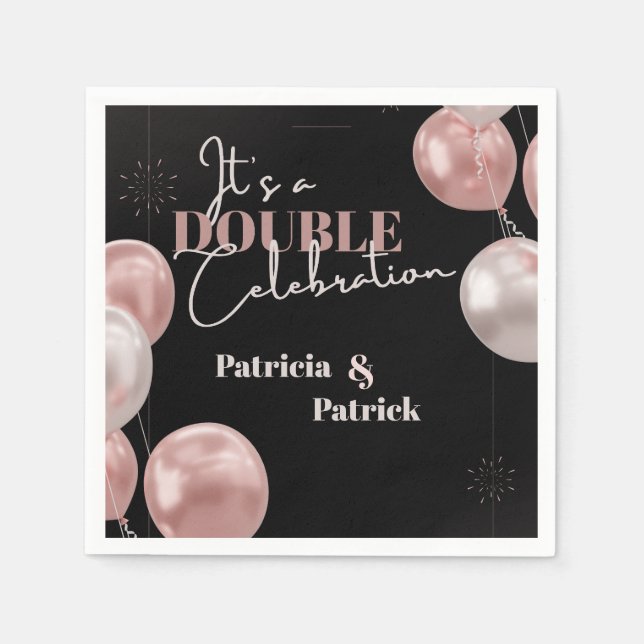 Servilleta De Papel Es una doble celebración conjunta cumpleaños elega (Anverso)