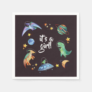 Servilleta De Papel Es una ducha de bebé de galaxia de dinosaurio espa