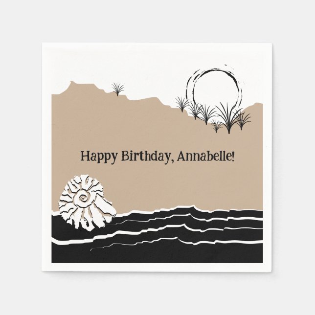 Servilleta De Papel Es una fiesta de cumpleaños en la playa (Anverso)