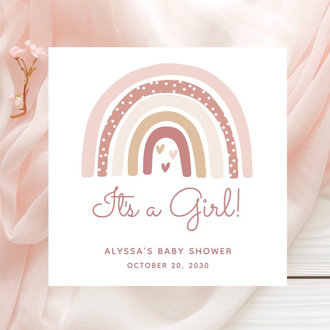 Servilleta De Papel Es una niña Baby Shower Boho Arcoíris (Subido por el creador)