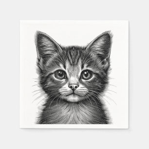 Servilleta De Papel Esbozo adorable de gato joven