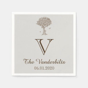 Servilleta De Papel Esbozo de árbol de roble Boda Napkin