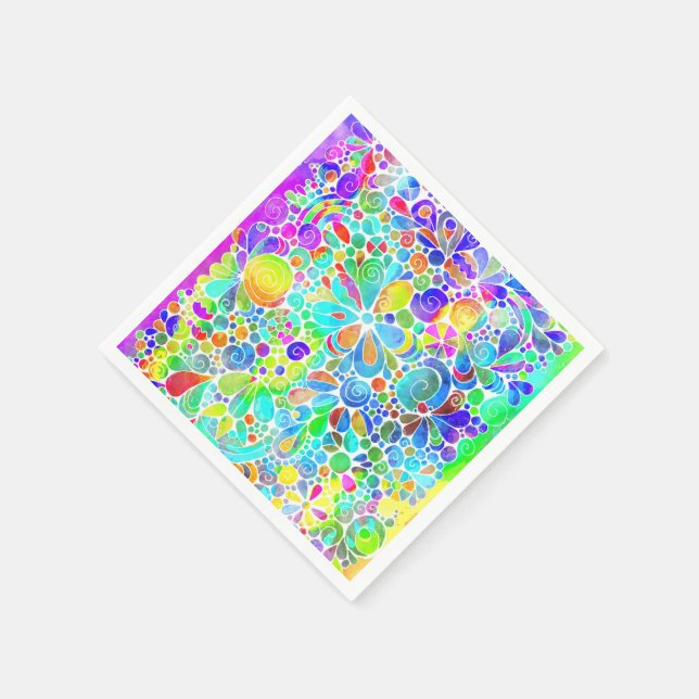 Servilleta De Papel Esbozo de arte de fantasía - Flores abstractas 2 (Borde)