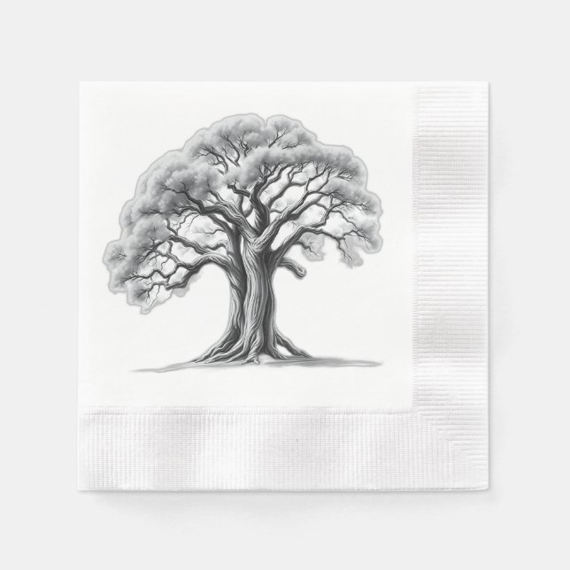 Servilleta De Papel Esbozo de carbón de roble antiguo (Anverso)