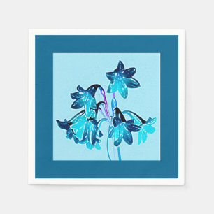 Servilleta De Papel Esbozo de Daylilies - Cobalto y azul cielo