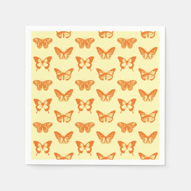 Servilleta De Papel Esbozo de mariposa, amarillo y naranja (Anverso)