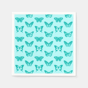 Servilleta De Papel Esbozo de mariposa, aqua y turquesa
