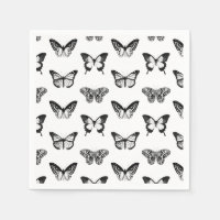 Esbozo de mariposa, blanco y negro