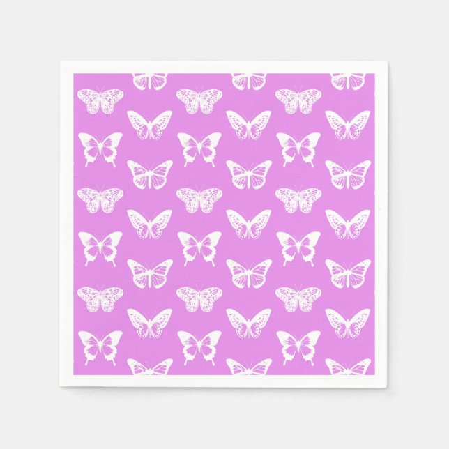 Servilleta De Papel Esbozo de mariposa, orquídea y blanco (Anverso)