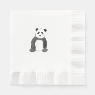 Servilleta De Papel Esbozo de panda blanco y negro