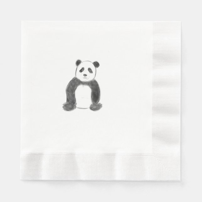 Servilleta De Papel Esbozo de panda blanco y negro (Anverso)
