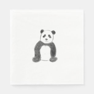 Servilleta De Papel Esbozo de panda blanco y negro