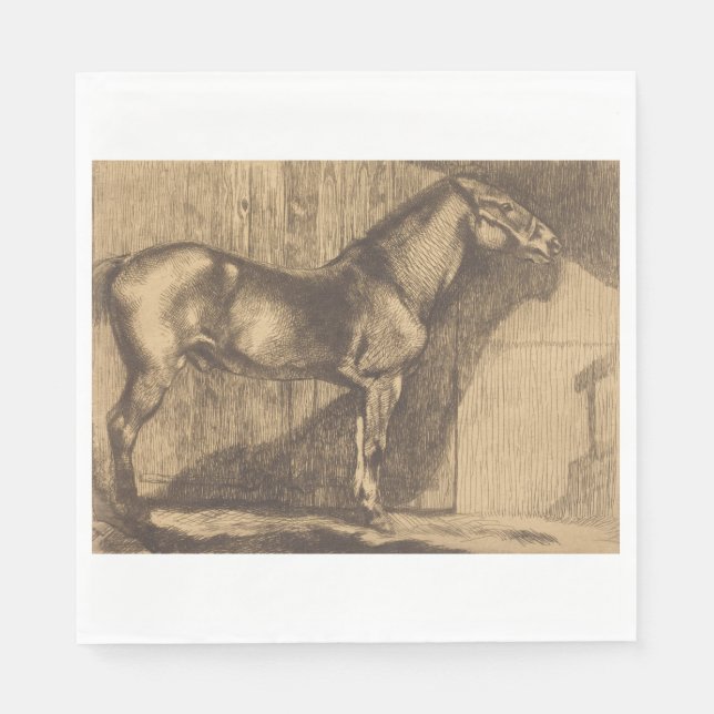 Servilleta De Papel Esbozo de un Pony (de Paul-Albert Besnard) (Anverso)