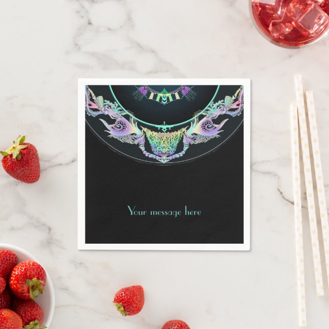 Servilleta De Papel Esbozo marino en neón, personalizable (In situ)