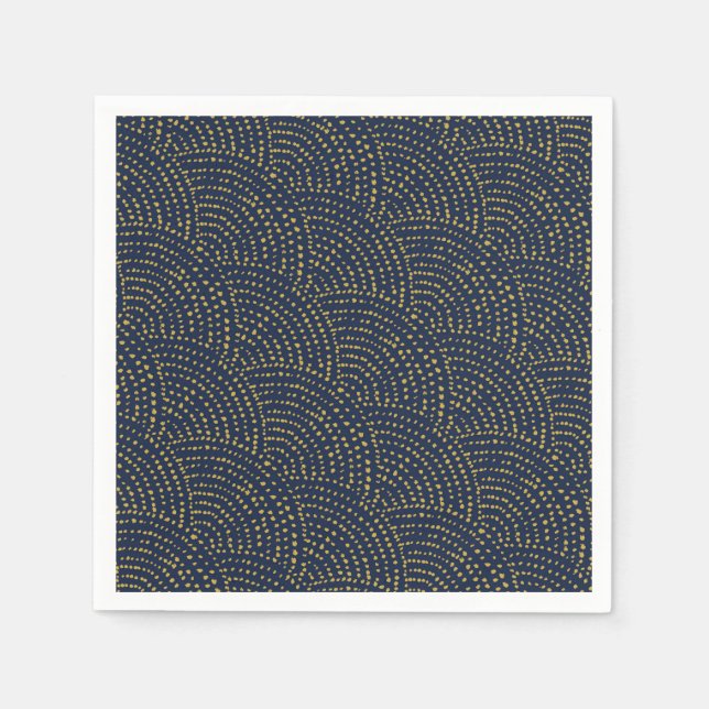 Servilleta De Papel Escalas de puntos de tinta - marina y oro (Anverso)