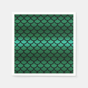 Servilleta De Papel Escamas de sirena Green & Black Fantasía Pescado