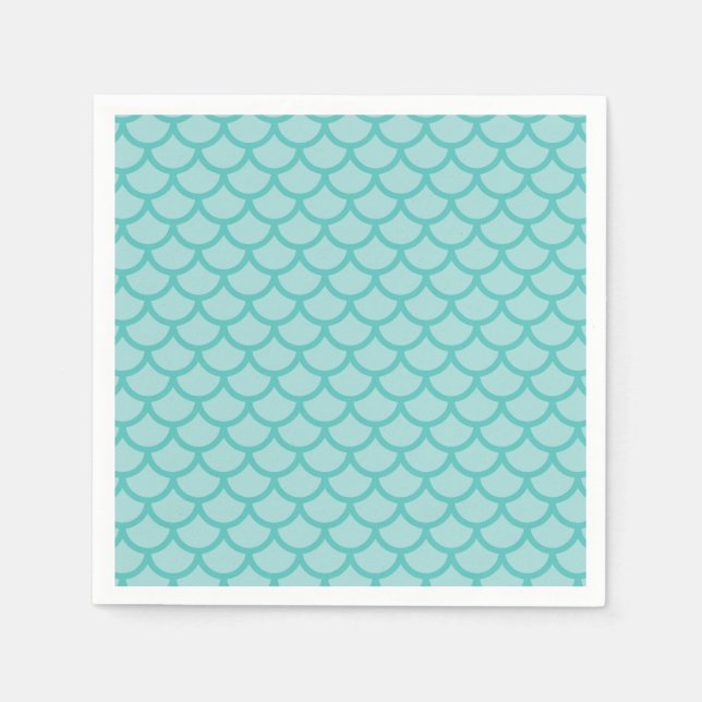 Servilleta De Papel Escamas de sirena turquesa fiesta de cumpleaños (Anverso)