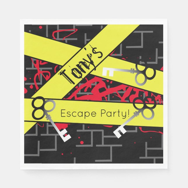 Servilleta De Papel Escape Fiesta Birthday Maze Keys Mystery Mix (Anverso)