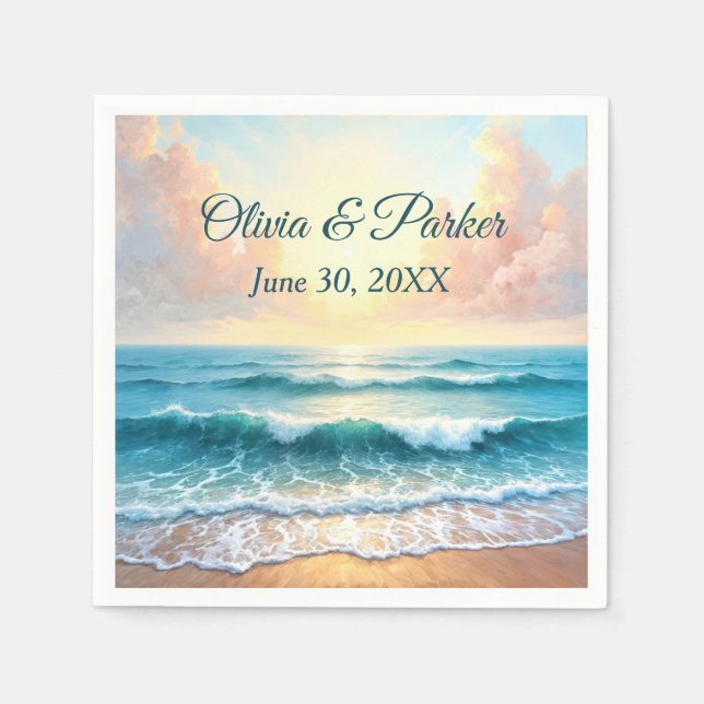 Servilleta De Papel Escape matutino del día de la boda (Anverso)