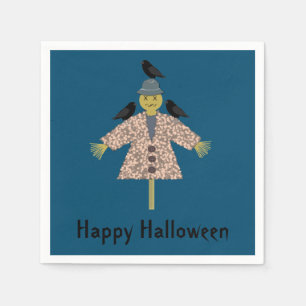 Servilleta De Papel Escarecrow y ravens de paja de Halloween