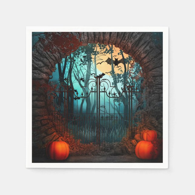 Servilleta De Papel Escena aterradora de Halloween (2) (Anverso)