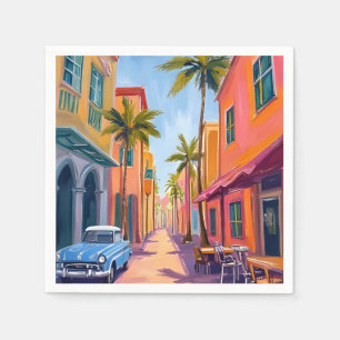Servilleta De Papel Escena callejera colorida de Miami Beach