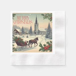 Servilleta De Papel Escena clásica/vintage de Navidad