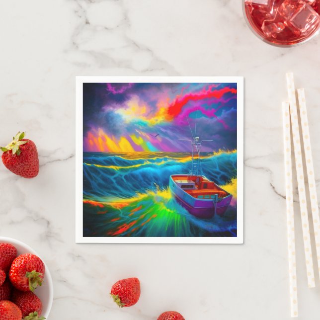 Servilleta De Papel Escena De Barco Ai (In situ)