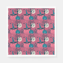 Servilleta De Papel Escena de calabaza rosa oscuro Halloween