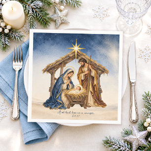 Servilleta De Papel Escena de la Natividad Lucas 2:7 Navidad