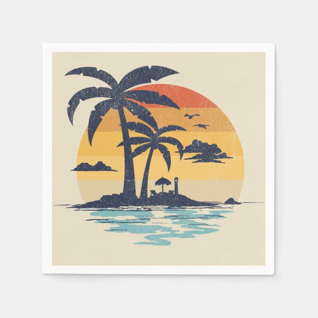 Servilleta De Papel Escena de verano tropical (Anverso)