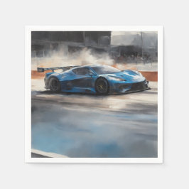 Servilleta De Papel Escena dinámica de raza urbana azul