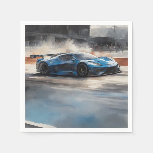 Servilleta De Papel Escena dinámica de raza urbana azul (Anverso)