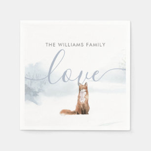 Servilleta De Papel Escena Invernal del Bosque Zorro Festejos