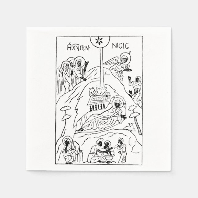 Servilleta De Papel Escena mínima de la natividad ortodoxa (Anverso)