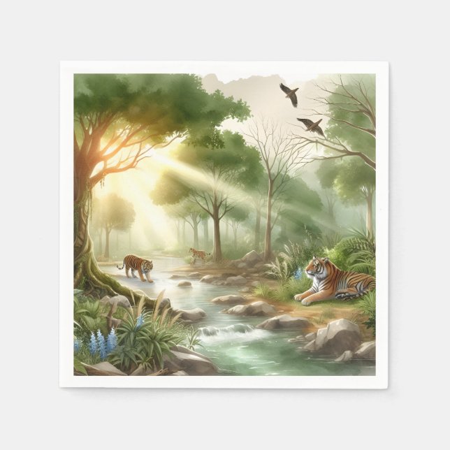 Servilleta De Papel Escena natural de los tigres (Anverso)