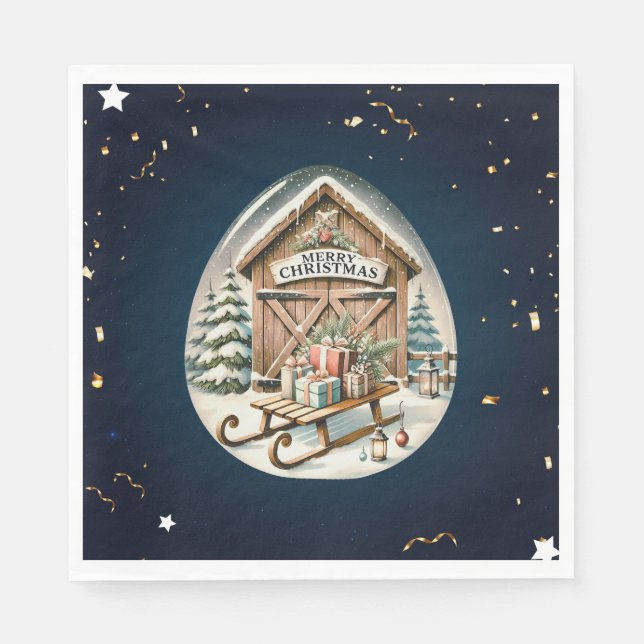 Servilleta De Papel Escenario único de Navidad (Anverso)