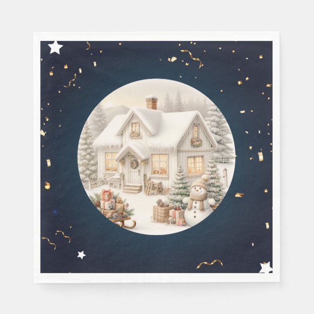 Servilleta De Papel Escenario único de Navidad (Anverso)