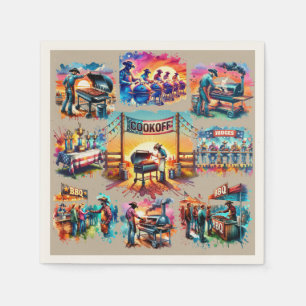 Servilleta De Papel Escenas de Cocina de Cowboy Occidental BBQ 1