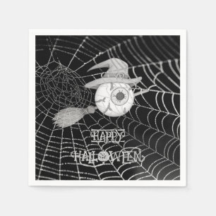 Servilleta De Papel escoba de brujas de Halloween, ojo temible, telara