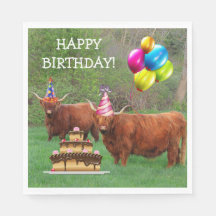 Escocia Highland Steer Birthday Paper Napkin