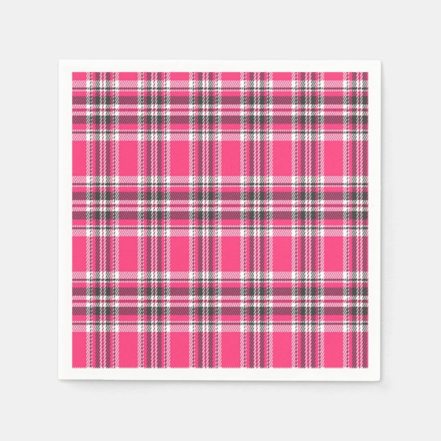 Servilleta De Papel Escocia Placa de tartán rosa y negro (Anverso)